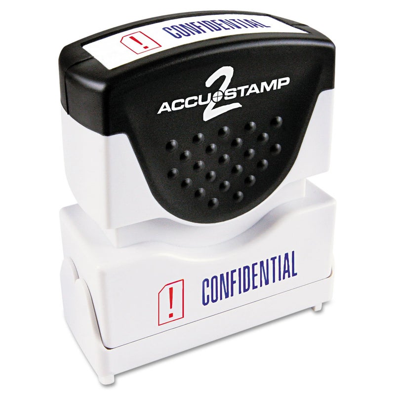 AccuStamp - ACCU-STAMP2 Message Stamp with Shutter  2-Color  CONFIDENTIAL  1-5/8"" x 1/2"" Impression  Pre-Ink  Blue and Red Ink (035536) - Image 1
